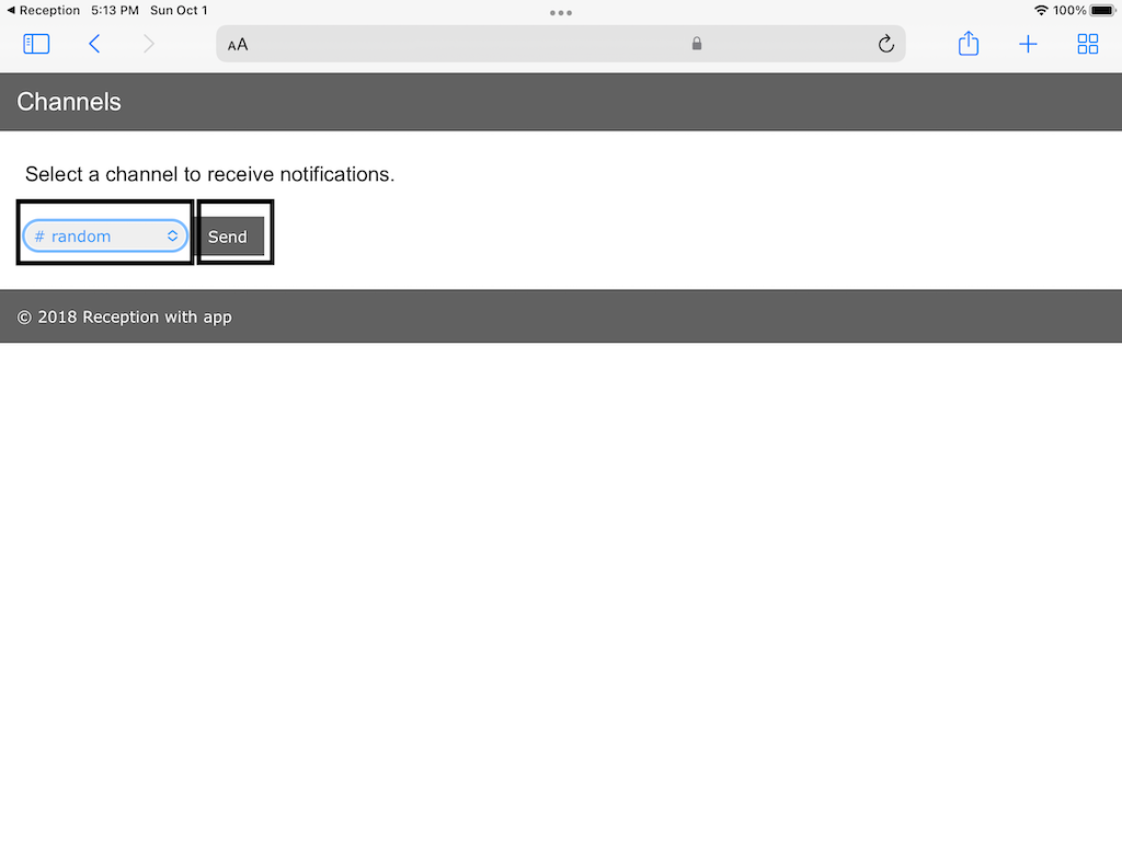 Select a channel and tap Send (Slack)