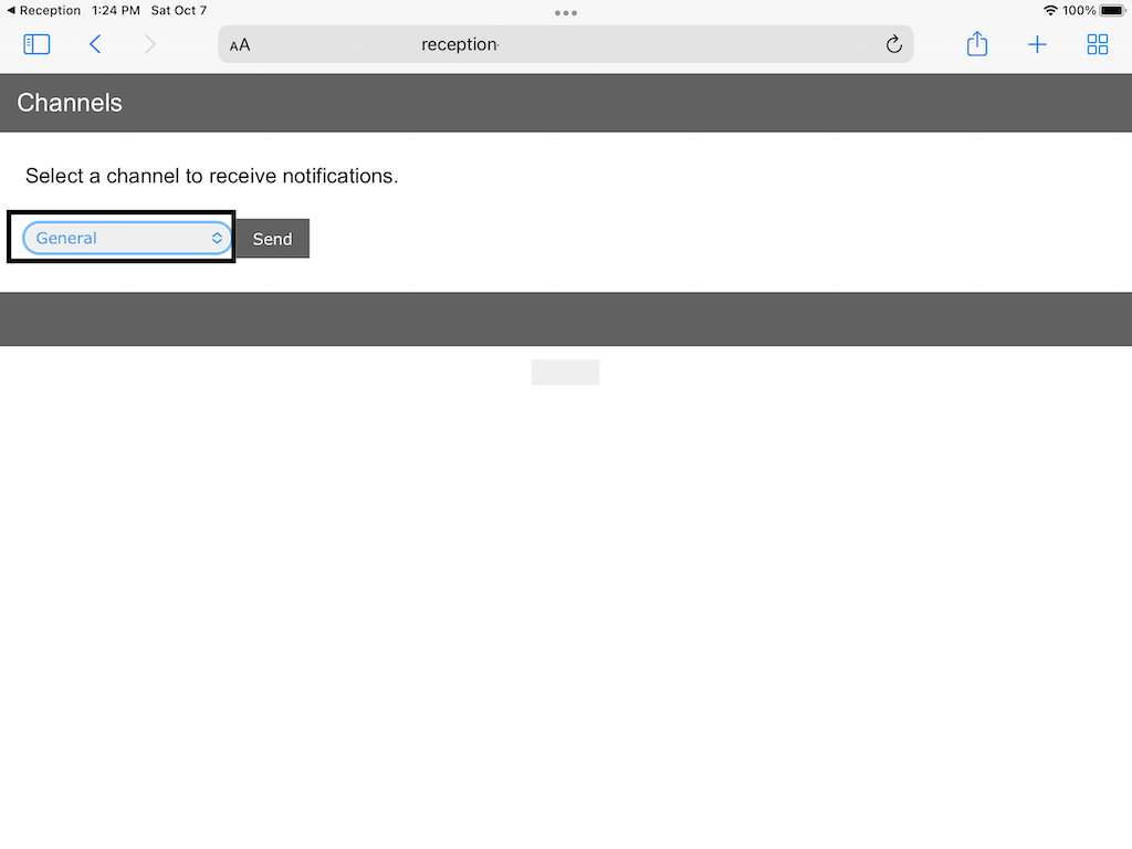 Select a channel and tap Send (Teams)